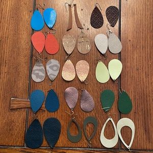 Nickel & Suede leather teardrop earrings of the month 15 pairs preowned